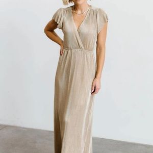 NWT Baltic Born Athena Pleated Maxi Dress in Gold